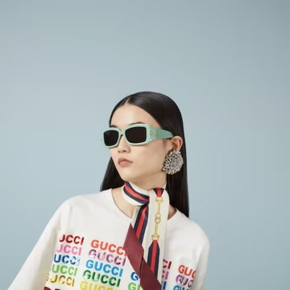 BRAND NEW Gucci GG1403S 004 Sage Green Gray Unisex Rectangle Sunglasses - Picture 9 of 9